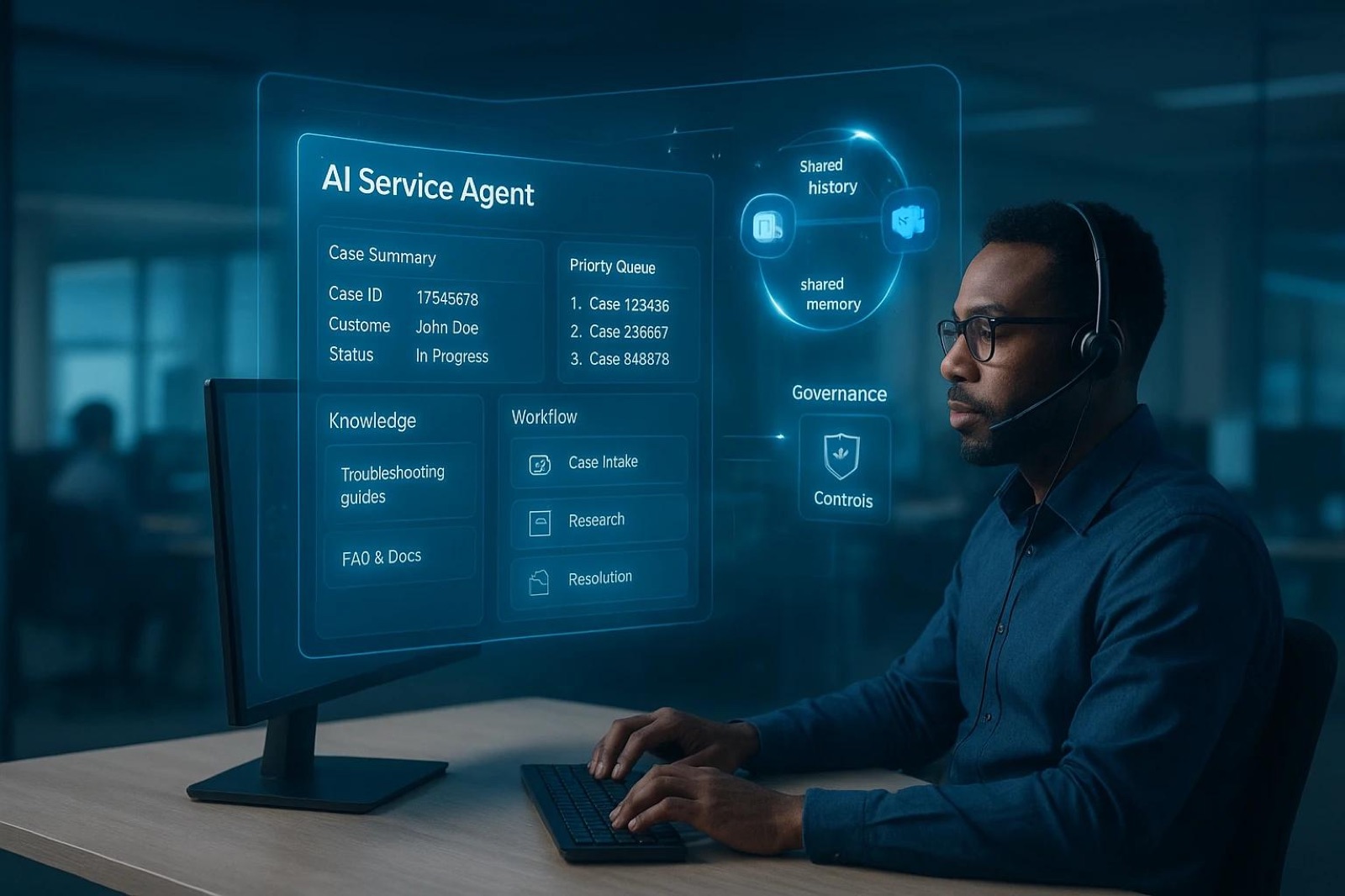AI agent handling customer support tickets alongside a human team